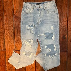 NWT Nasty Gal High Waisted Distressed Mom Jeans
